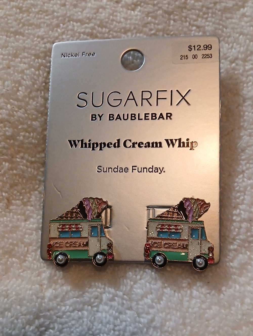 SUGARFIX by BaubleBar 'Whipped Cream Whip' Ice Cream Earrings NWT